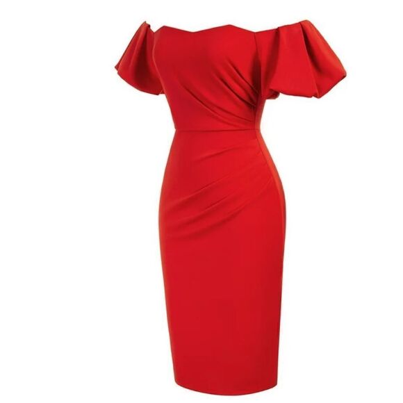 Belle Poque Two-Way Ruched Spaghetti Straps Off-Shoulder Bodycon Cocktail Dress - Picture 2 of 15